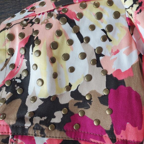 Laura Ashley Pink Floral Studded Jacket Size M Petite - Picture 8 of 9
